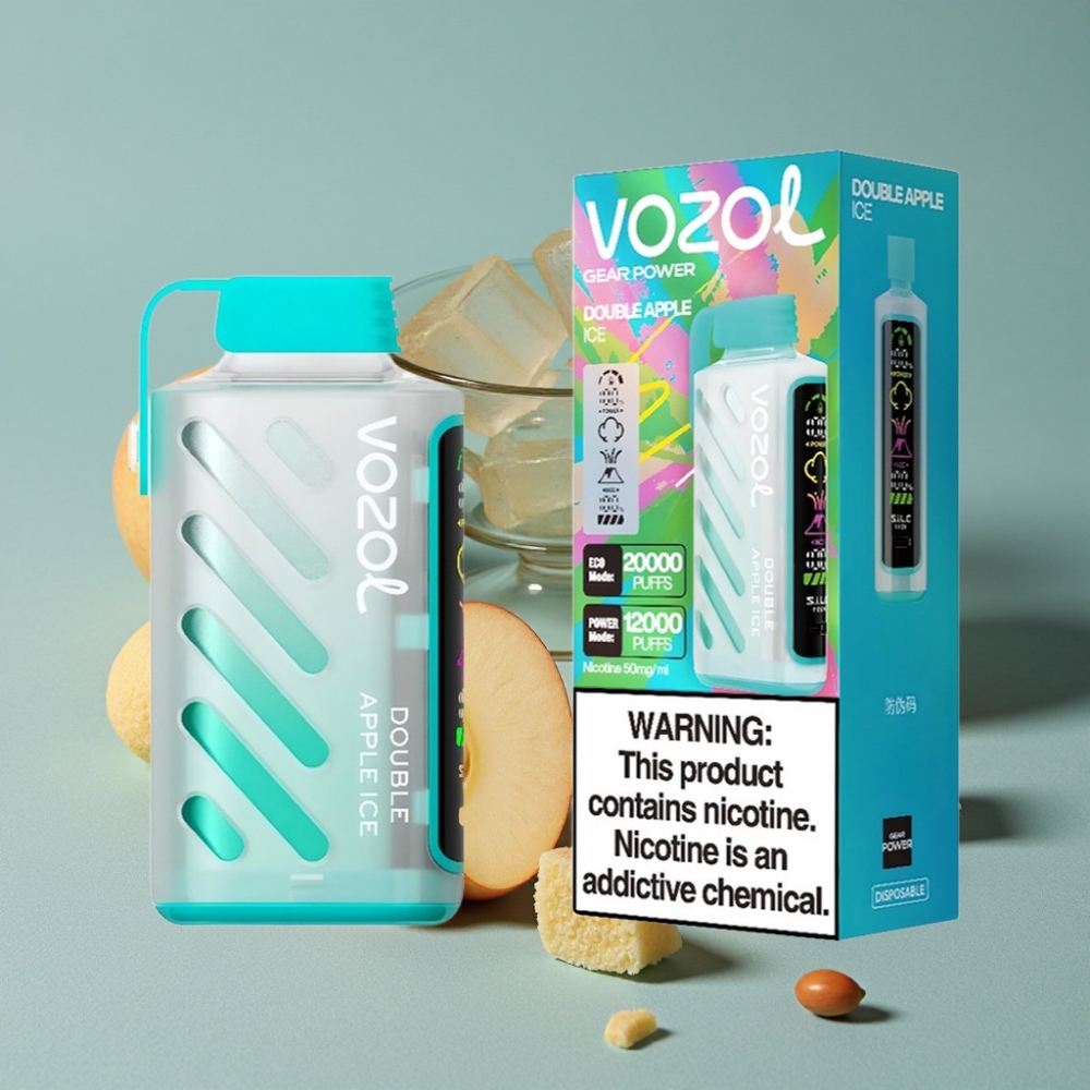 VOZOL Gear Power 20000 Puffs Doble Manzana Hielo S.i.L.C. Tech Dual Mesh Coil Pantalla Completa