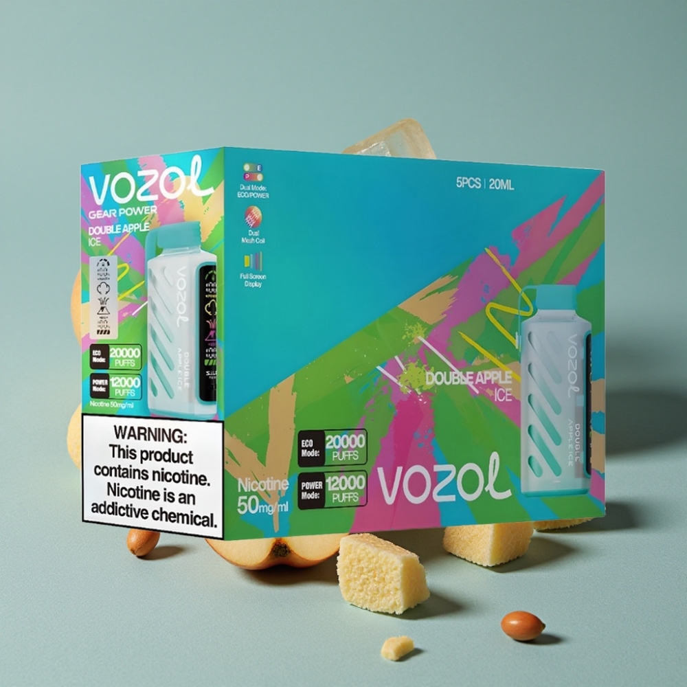VOZOL Gear Power 20000 Puffs Doble Manzana Hielo S.i.L.C. Tech Dual Mesh Coil Pantalla Completa