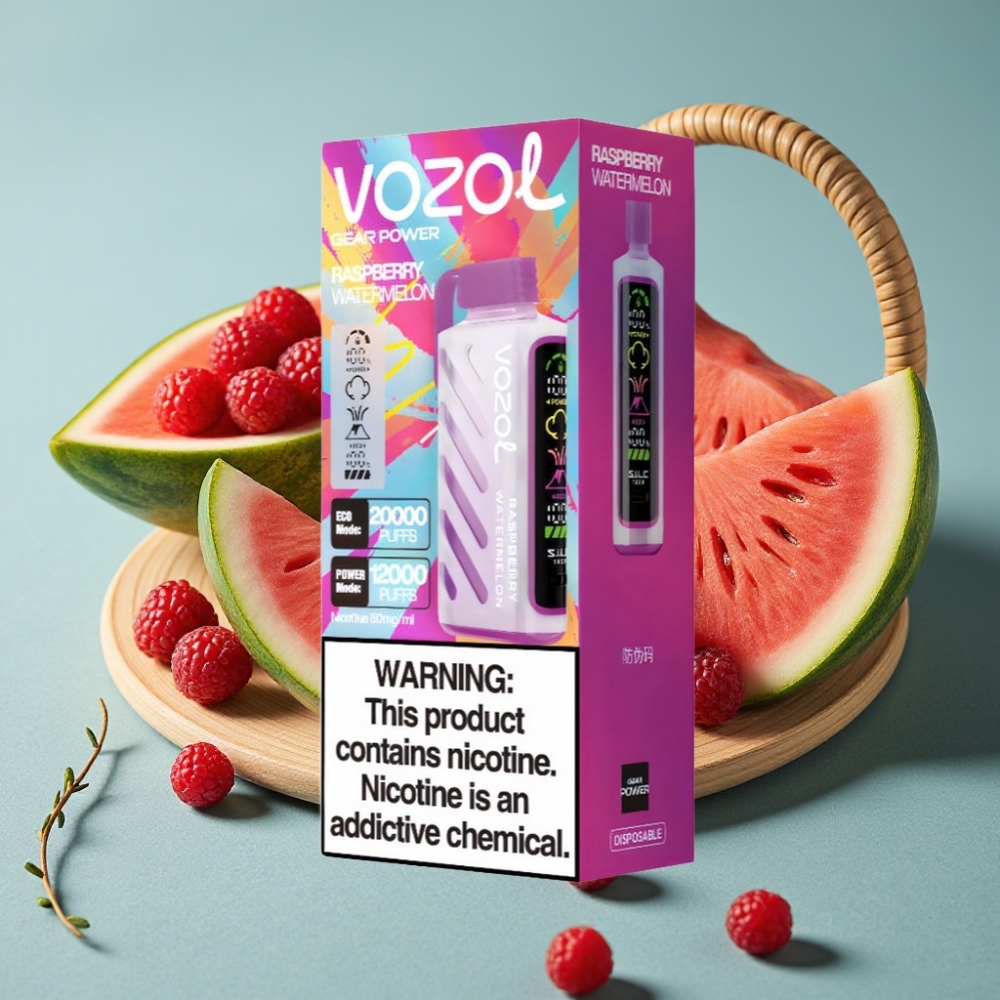 VOZOL Gear Power 20000 Puffs Dual Mesh Coil Frambuesa Sandía Full Screen Display 20mL