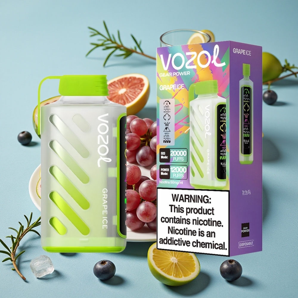 VOZOL Gear Power 20000 Puffs Dual Mesh Coil Full Screen Display Uva Hielo