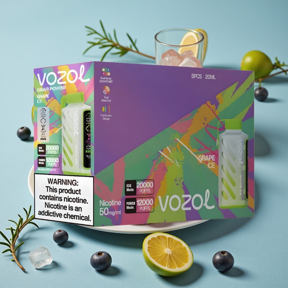VOZOL Gear Power 20000 Puffs Dual Mesh Coil Full Screen Display Uva Hielo