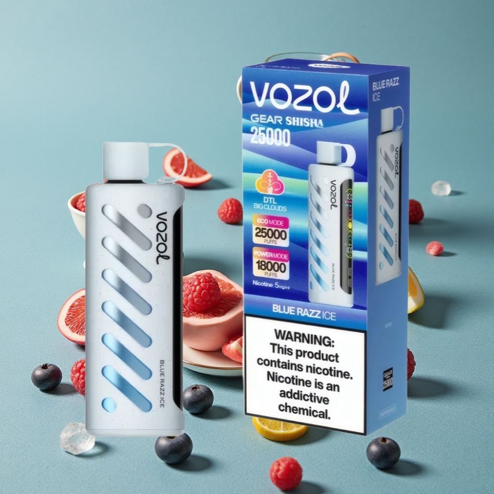 VOZOL Gear Shisha 25000 Puffs Blue Razz Ice, 30 Sabores, S.i.L.C Tech, Dual Mesh