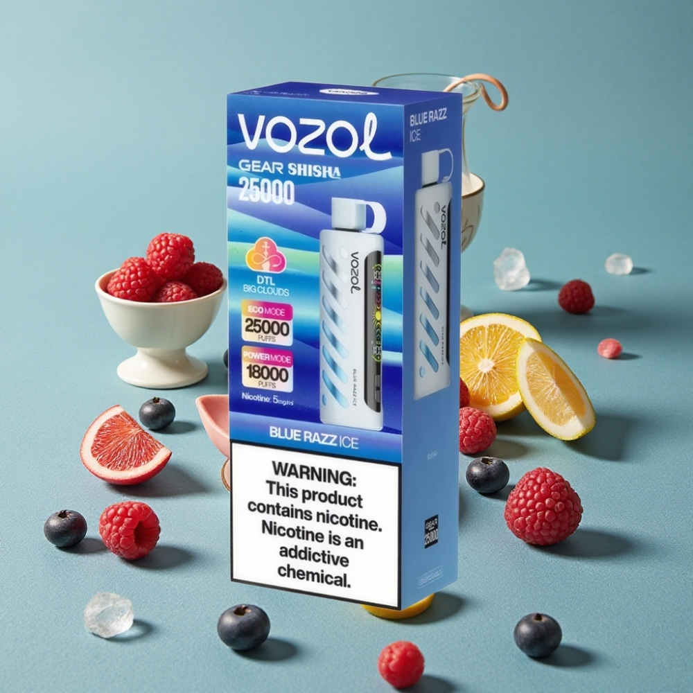 VOZOL Gear Shisha 25000 Puffs Blue Razz Ice, 30 Sabores, S.i.L.C Tech, Dual Mesh