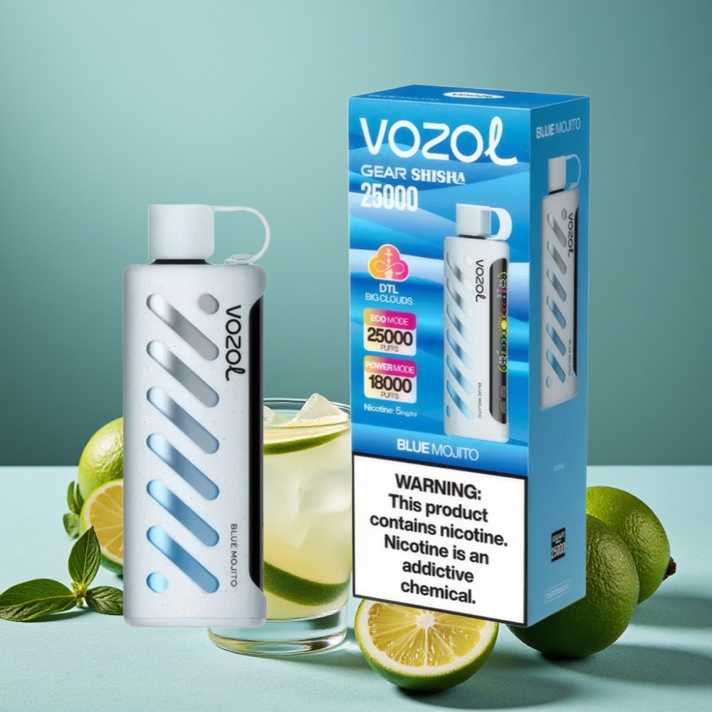 VOZOL Gear Shisha 25000 Puffs Dual Mesh Dual Modes S.i.L.C Tech Mojito Azul