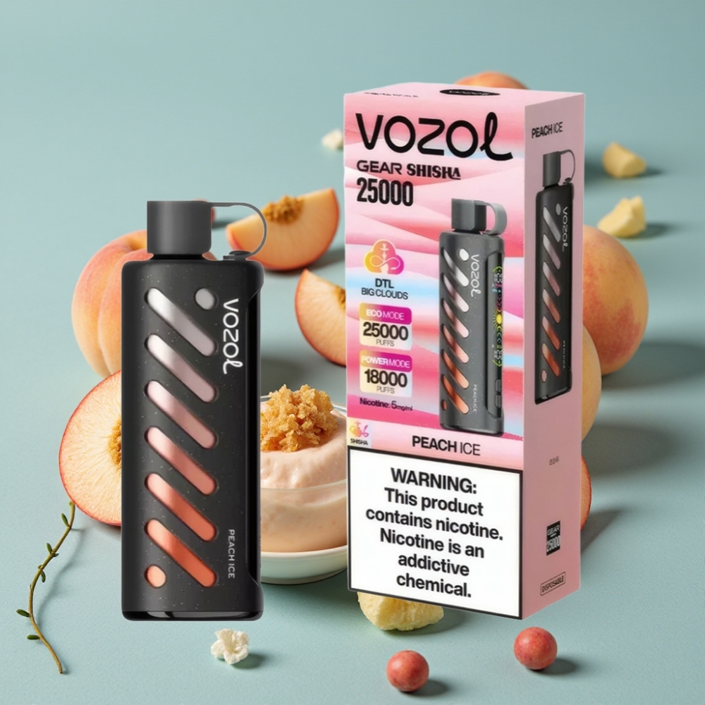 VOZOL Gear Shisha 25000 Puffs Durazno Hielo Dual Mesh S.i.L.C Tech 1000mAh