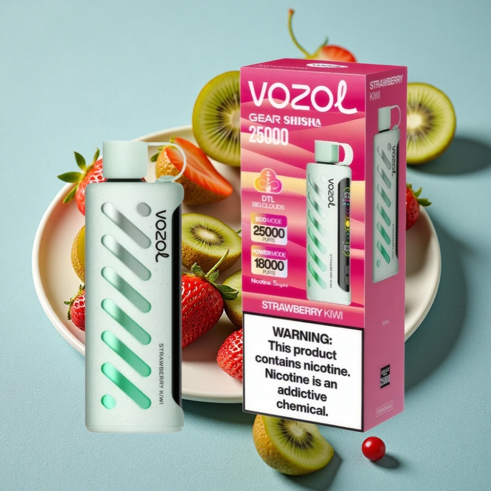 VOZOL Gear Shisha 25000 Puffs Fresa Kiwi Dual Mesh 1000mAh 5mg/ml S.i.L.C Tech