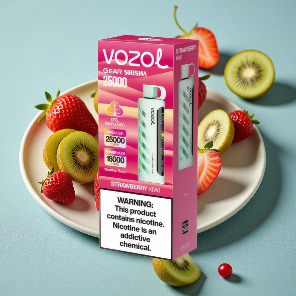 VOZOL Gear Shisha 25000 Puffs Fresa Kiwi Dual Mesh 1000mAh 5mg/ml S.i.L.C Tech