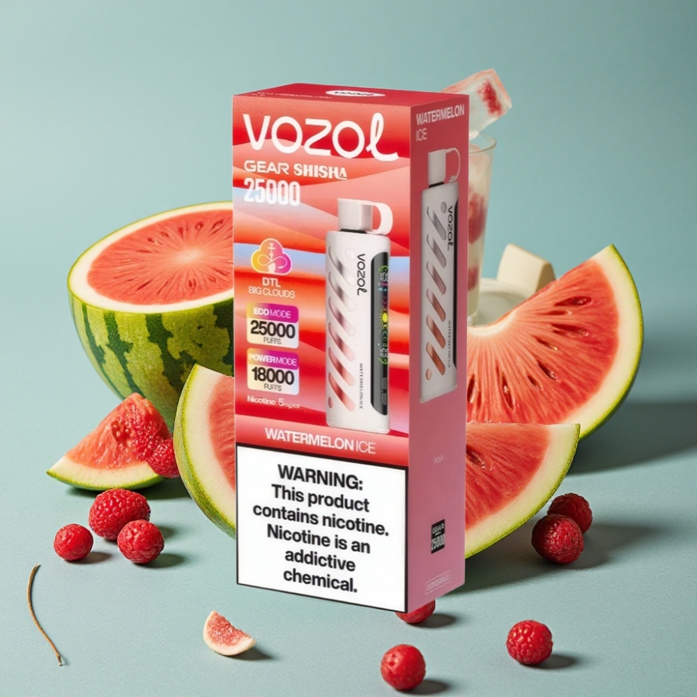 VOZOL Gear Shisha 25000 Puffs Sabor Sandía Helada Dual Mesh 1000mAh 5mg/ml