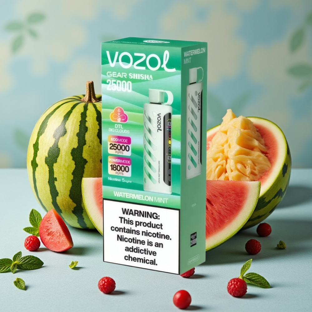 VOZOL Gear Shisha 25000 Puffs Sabor Sandía Menta Dual Mesh 1000mAh 5mg/ml S.i.L.C Tech