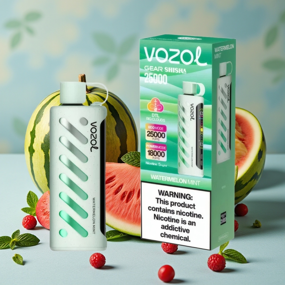 VOZOL Gear Shisha 25000 Puffs Sabor Sandía Menta Dual Mesh 1000mAh 5mg/ml S.i.L.C Tech