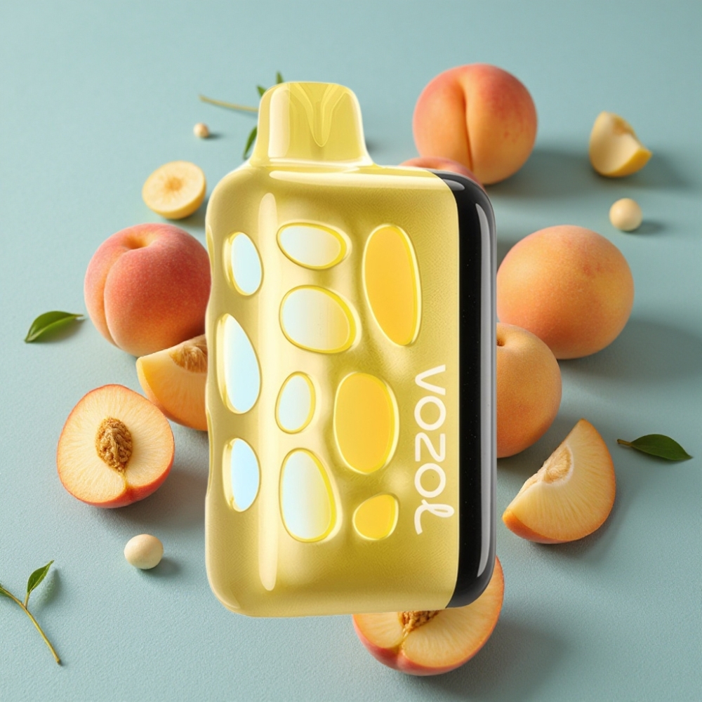 VOZOL RAVE 40000 Vape Desechable Melocotón Mango con Diseño Luminoso 270° y Modo Fiesta