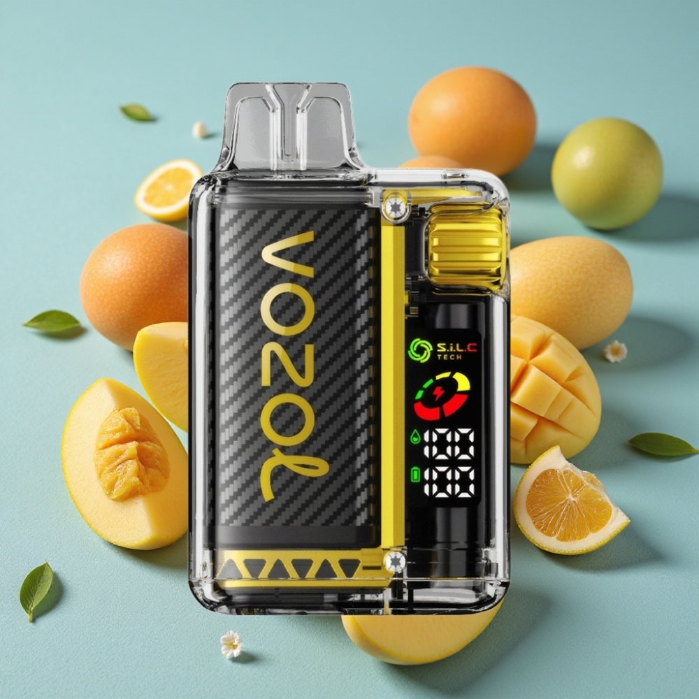 VOZOL Vista 20000 Puffs Recargable con Batería 650mAh OLED Pantalla Mango Helado S.i.L.C Tech Dual Mesh Coil MCU Chip 65% PCR TPD MTL 6 Niveles
